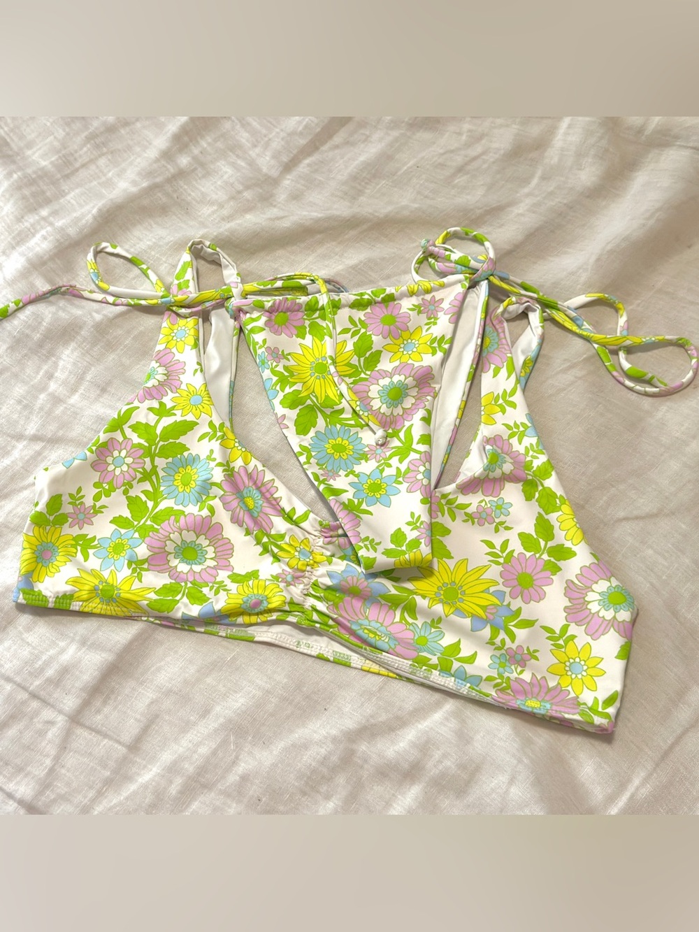 Frankie’s Bikinis Retro Floral Bathing Suit Set size Large NWOT